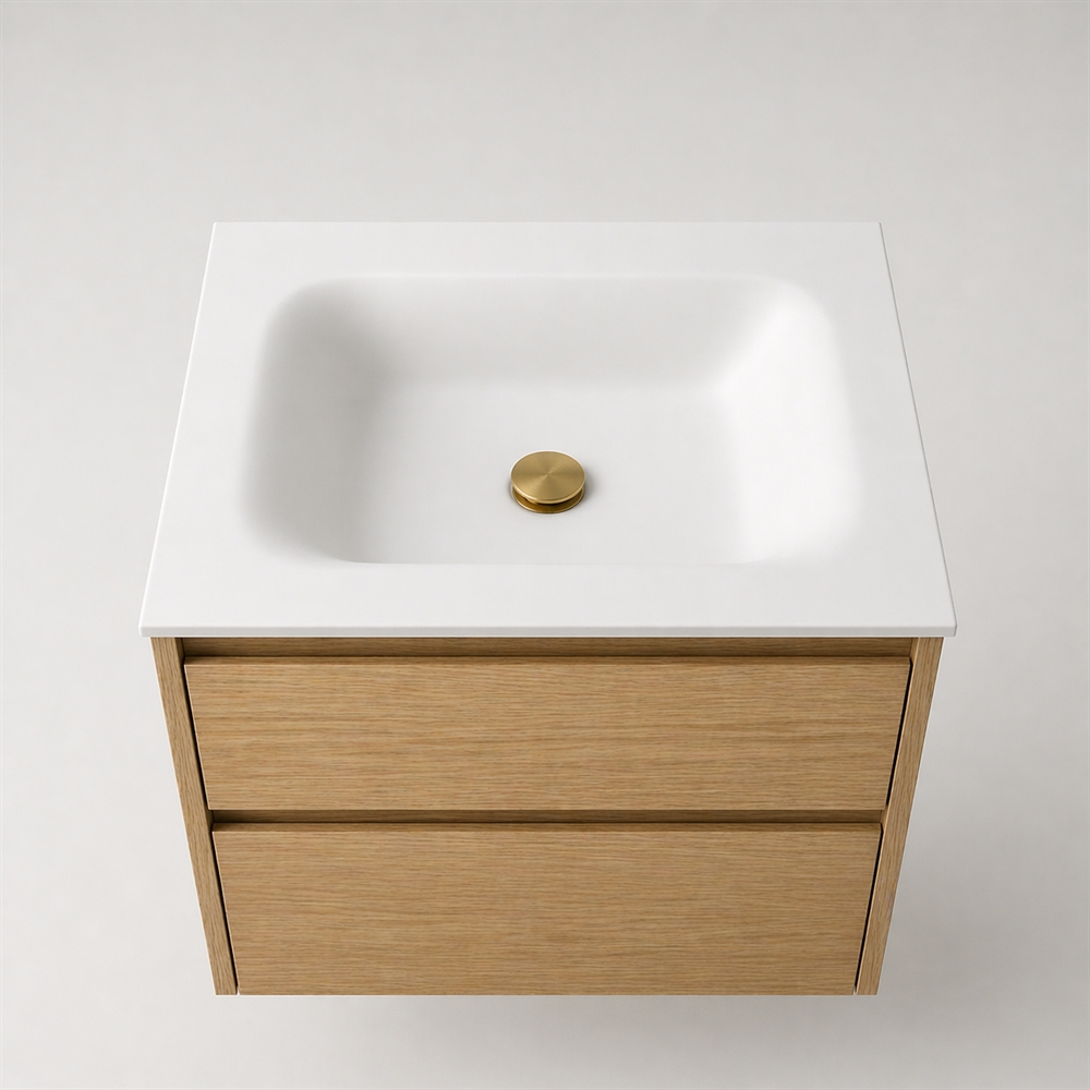 Corian wastafelblad 62 cm incl. Lux wastafel, Glacier White